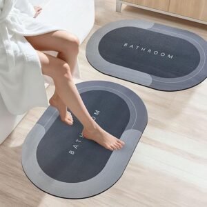 quick dry anti skid bathroom mat (40×60 cm) – water absorbent rubber floor mat (grey)