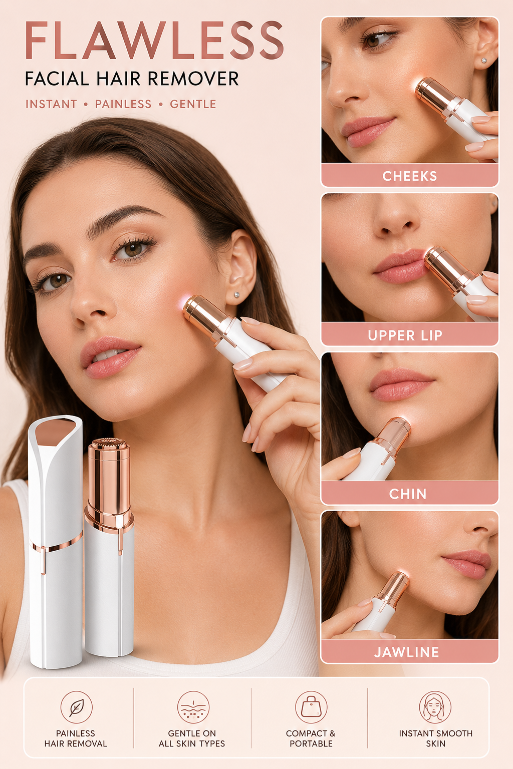 flawless facial hair remover for women | painless hair removal trimmer flawless facial hair remover for women | painless hair removal trimmer