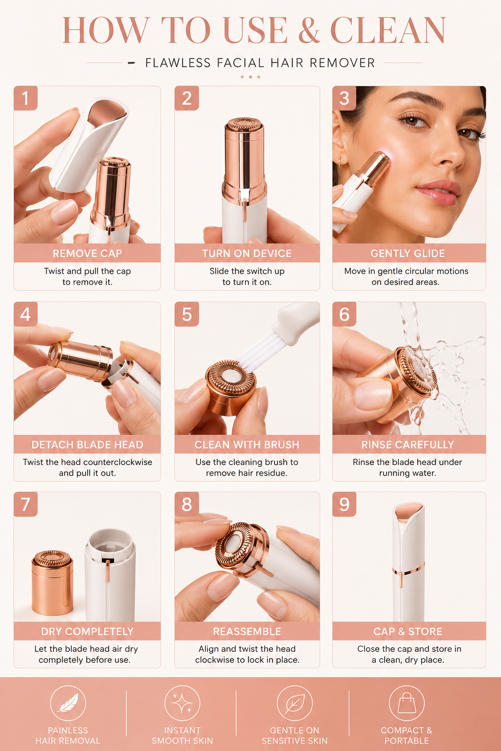flawless facial hair remover for women | painless hair removal trimmer flawless facial hair remover for women | painless hair removal trimmer