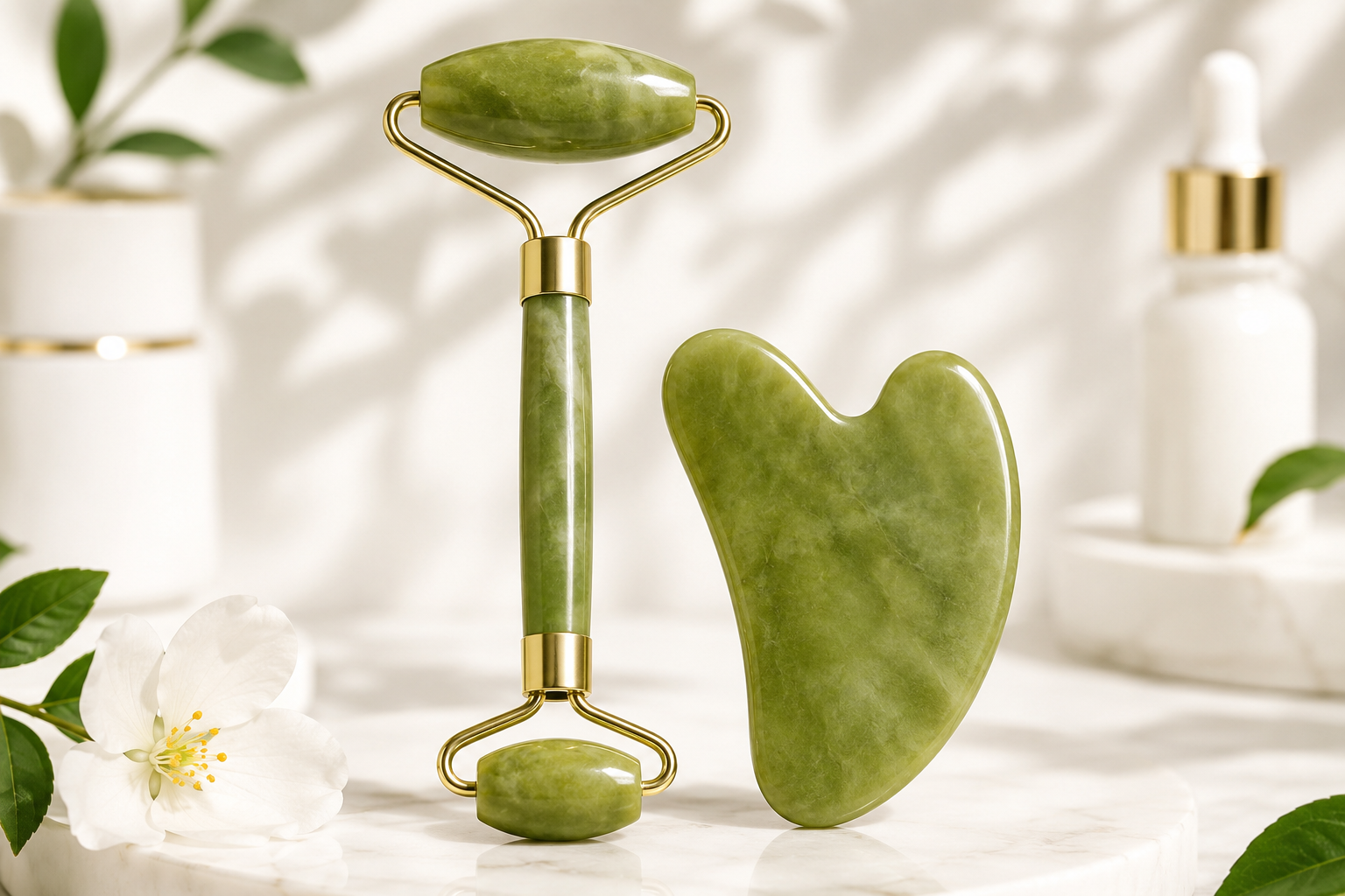 natural jade roller & gua sha facial massage tool for face, neck & eyes | skin tightening, puffiness reduction & blood circulation natural jade roller & gua sha facial massage tool for face, neck & eyes | skin tightening, puffiness reduction & blood circulation