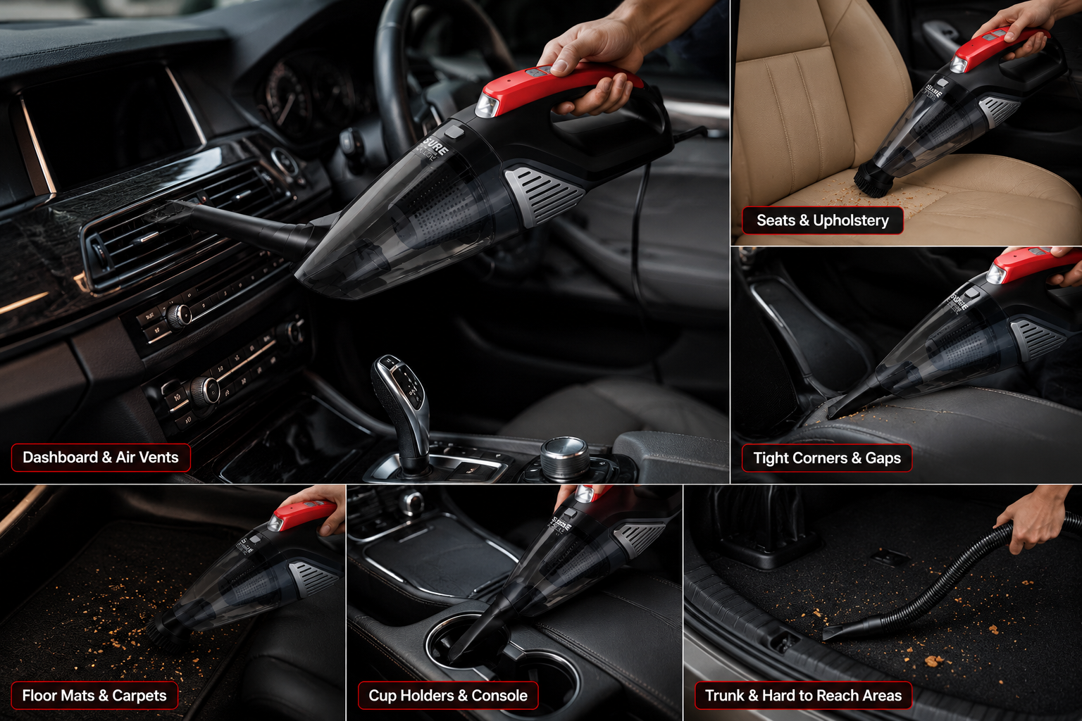 portable car vacuum cleaner high power wet & dry handheld vacuum cleaner with hepa filter, long cable & multiple nozzles for car, home & office portable car vacuum cleaner high power wet & dry handheld vacuum cleaner with hepa filter, long cable & multiple nozzles for car, home & office